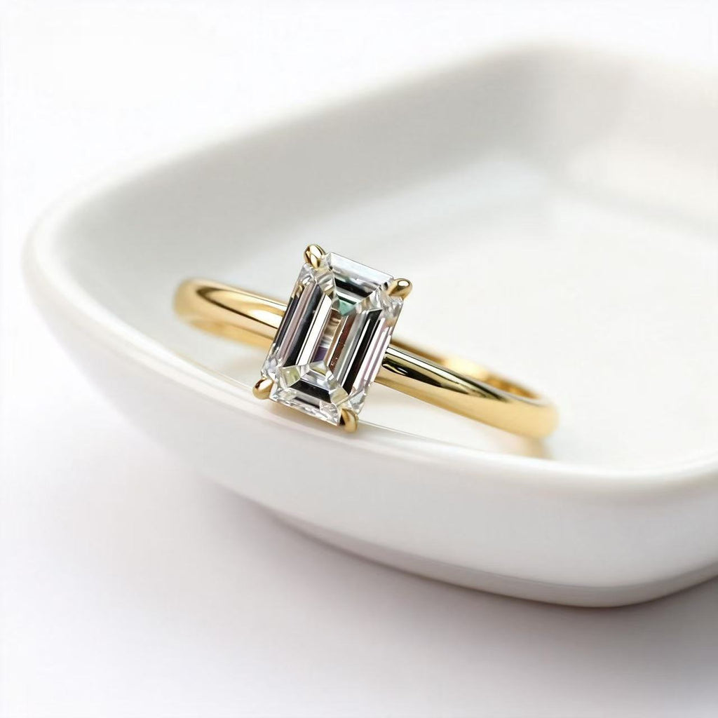 The Architect's Dream:  Emerald Cut Solitaire Ring R25020003