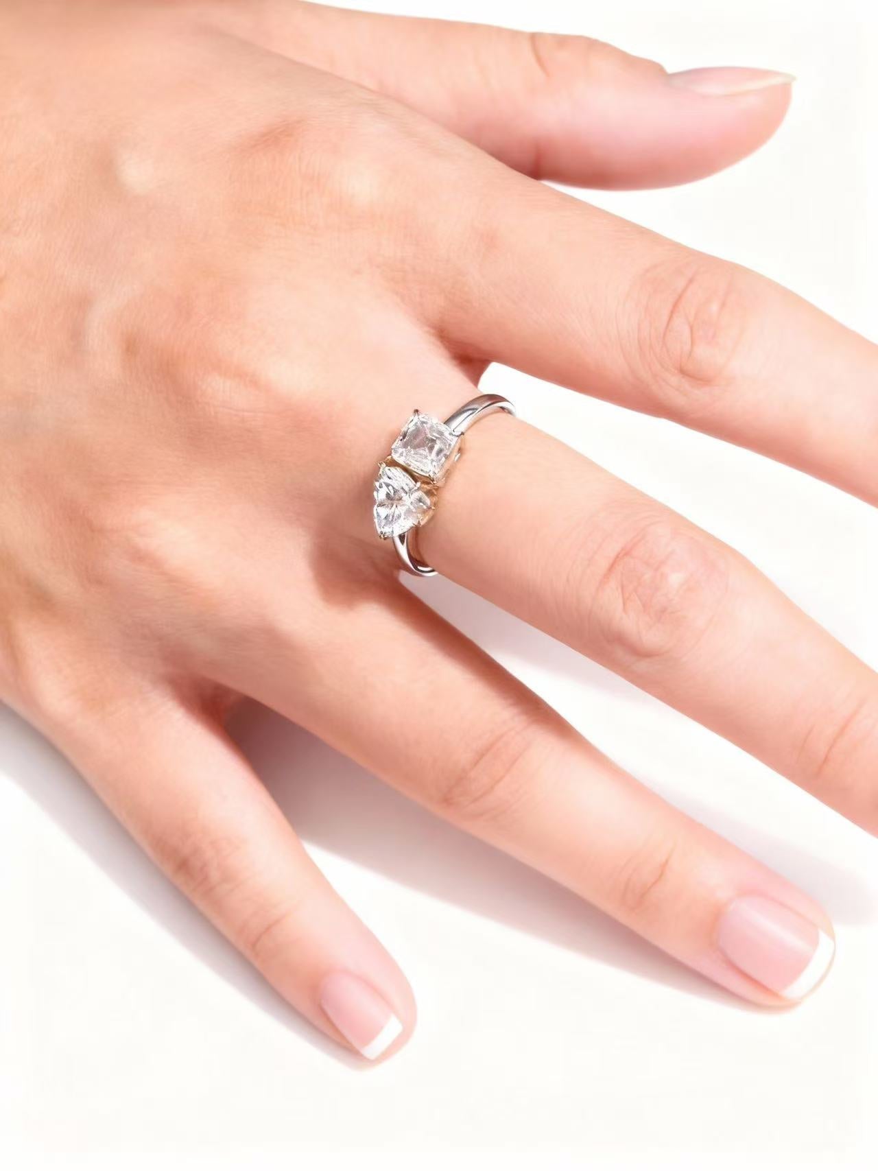 Aetheris Dual Poetry: Heart & Asscher Cut Diamond Ring R25020004