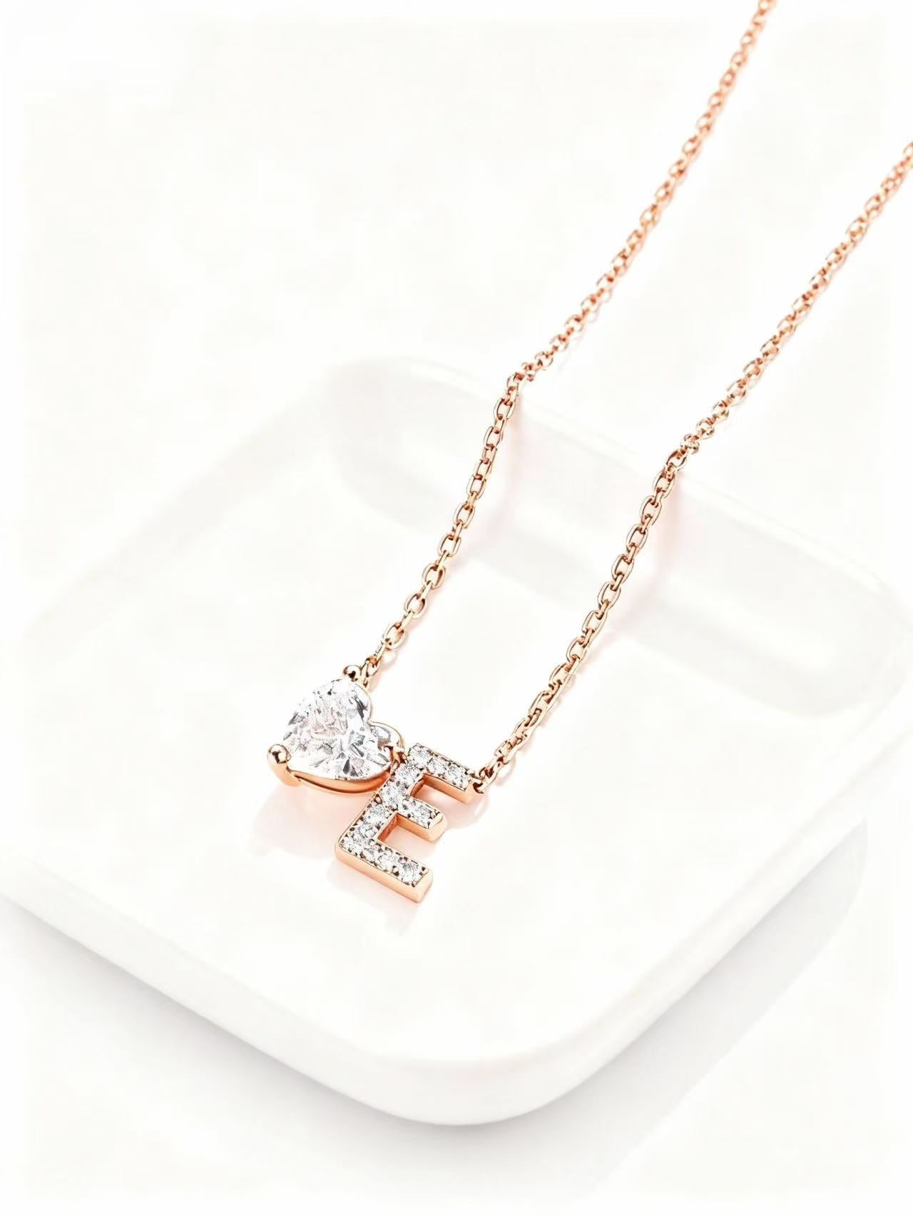 Aetheris Heart Flows with the Will - 1ct Lab-Grown Heart-Shaped Love Diamond Letter Necklace N25020007