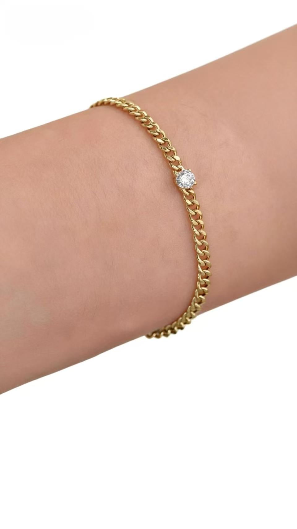 Aetheris One-Stone Cuban Bracelet, Cuban chain Bracelet B26020001