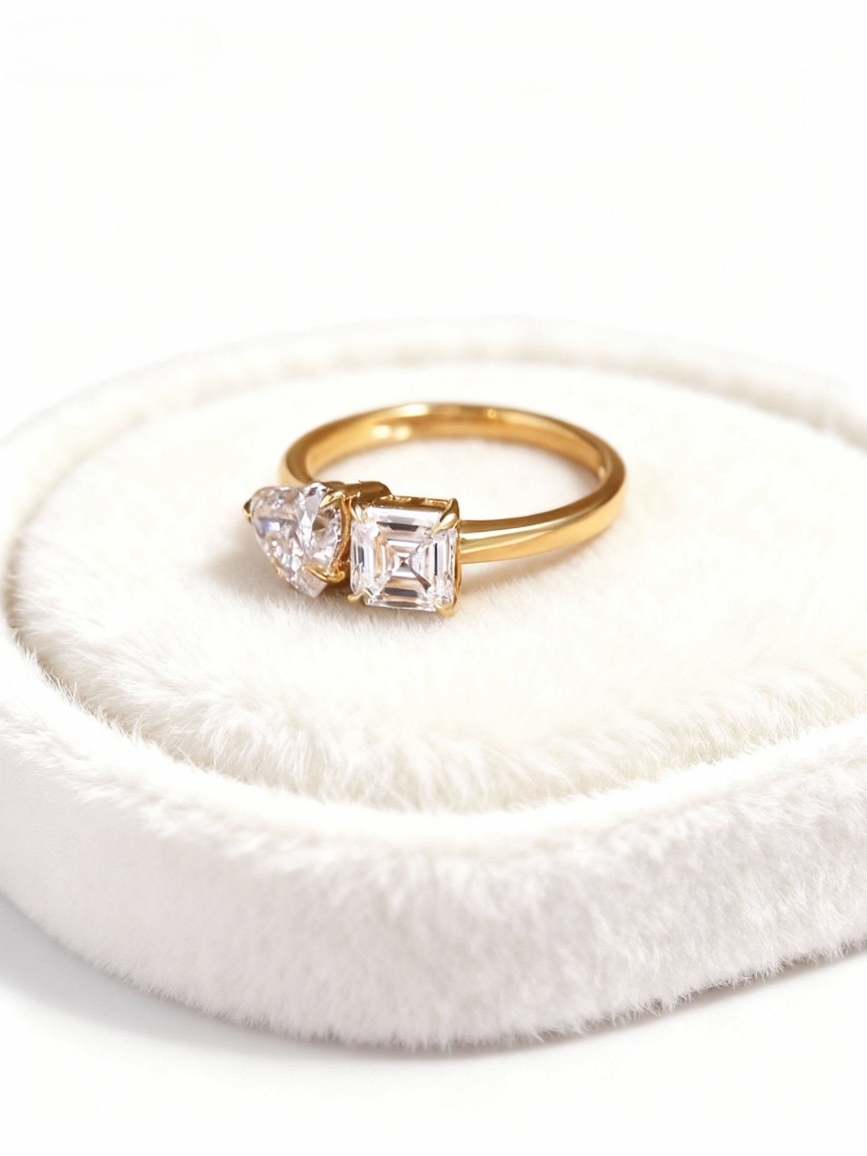 Aetheris Dual Poetry: Heart & Asscher Cut Diamond Ring R25020004