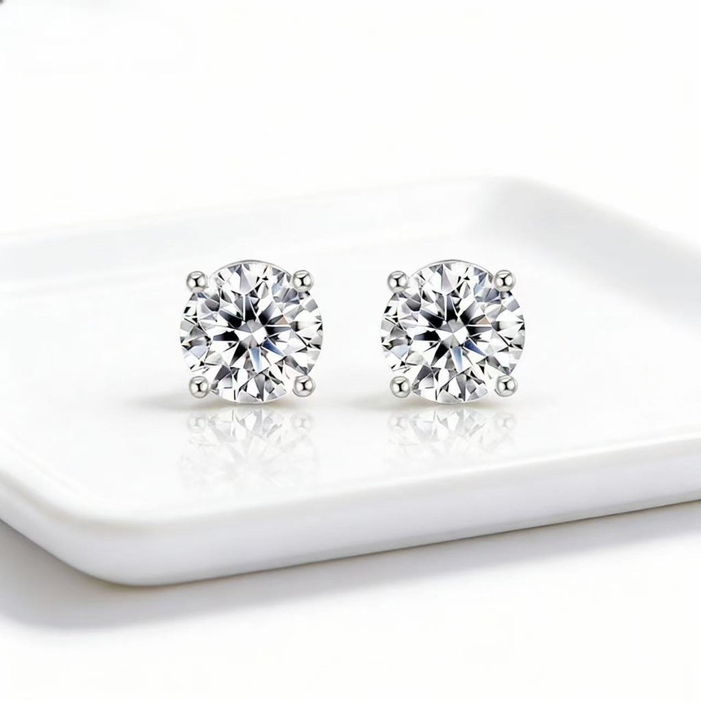 Aetheris Winter's First Light: Four-Prong Round Diamond Stud Earrings E25020001