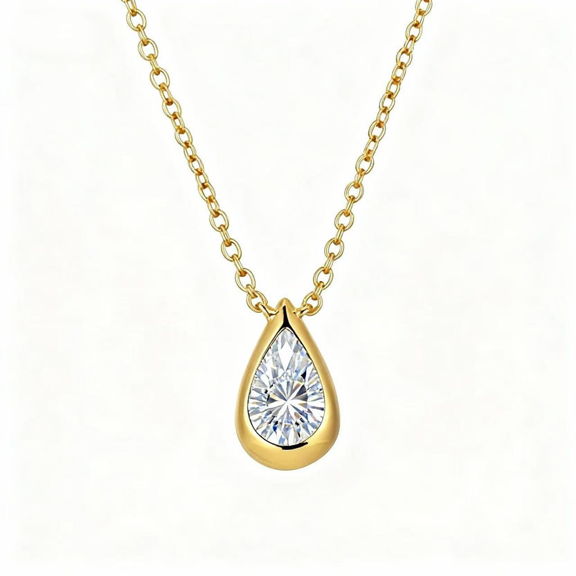 Original Aetheris Pear Drop 18K gold lab-grown diamond necklace with its chain