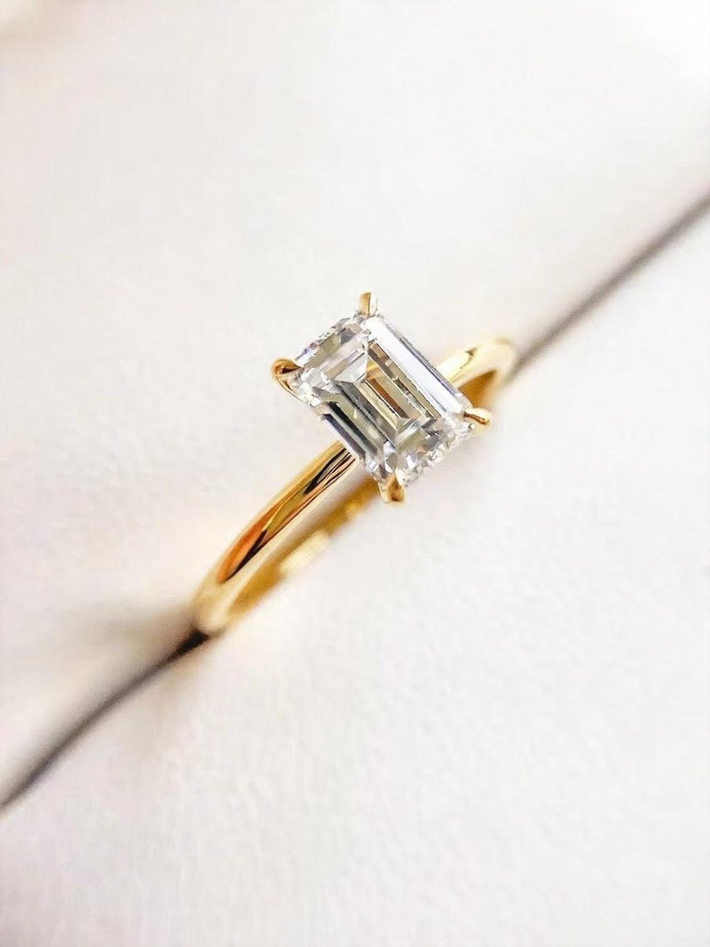 The Architect's Dream:  Emerald Cut Solitaire Ring R25020003