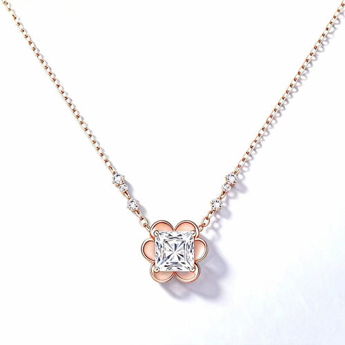 Aetheris Blooming Brilliance: Princess Cut Floral Pendant Set N25020006