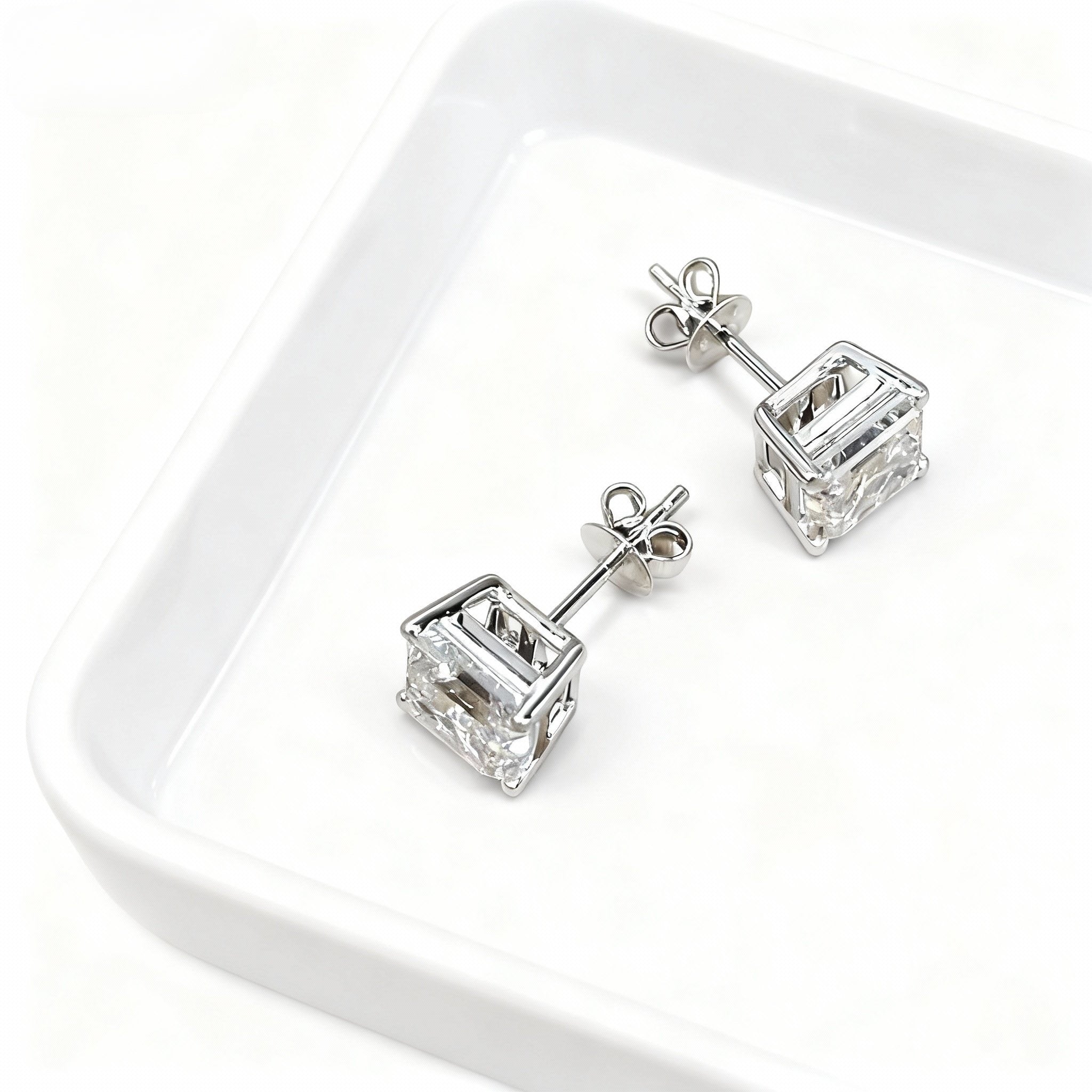 Aetheris Eternal Echo: 1ct Ascher Cut Diamond Stud Earrings E25020006