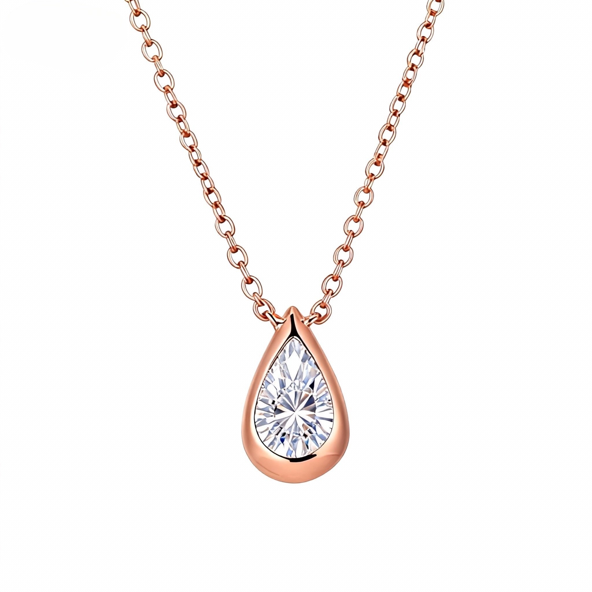 Aetheris Sleek Solitaire:  Pear Drop & Chain Set N25020004