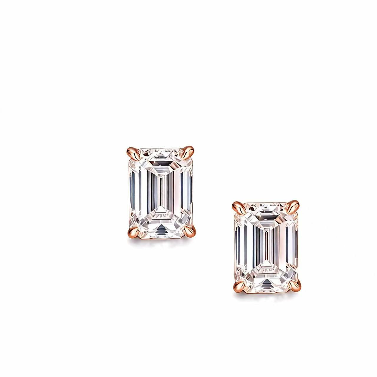 Aetheris The Mirror Hall: Four-Prong Emerald Cut Lab-grown Diamond Studs E25020008
