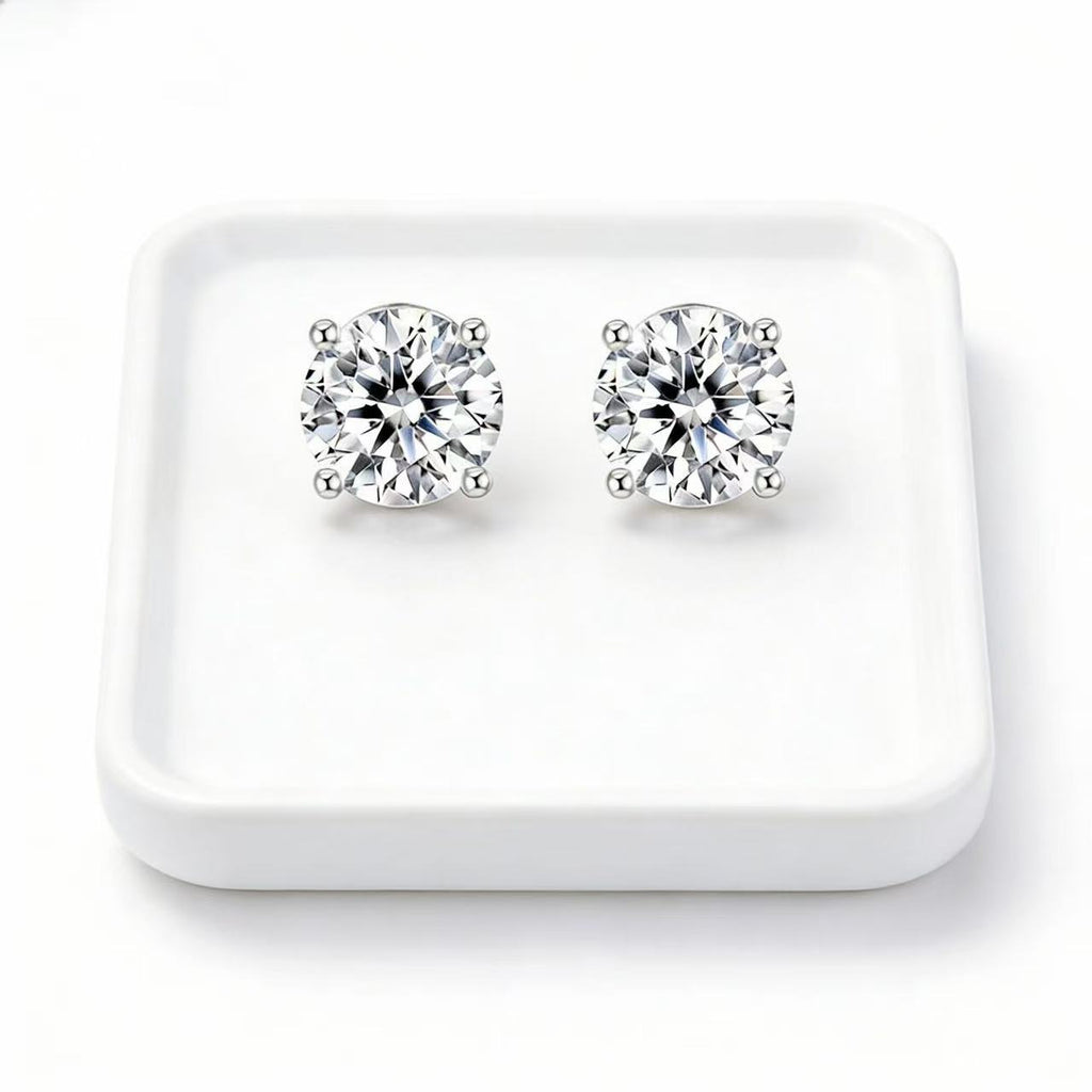 Aetheris Winter's First Light: Four-Prong Round Diamond Stud Earrings E25020001