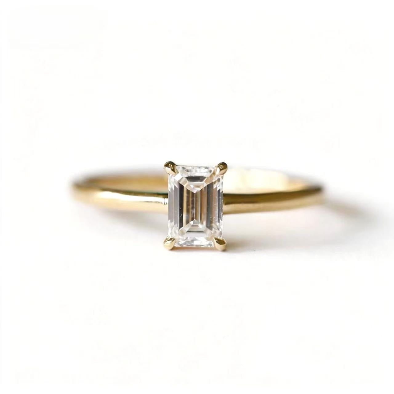 The Architect's Dream:  Emerald Cut Solitaire Ring R25020003