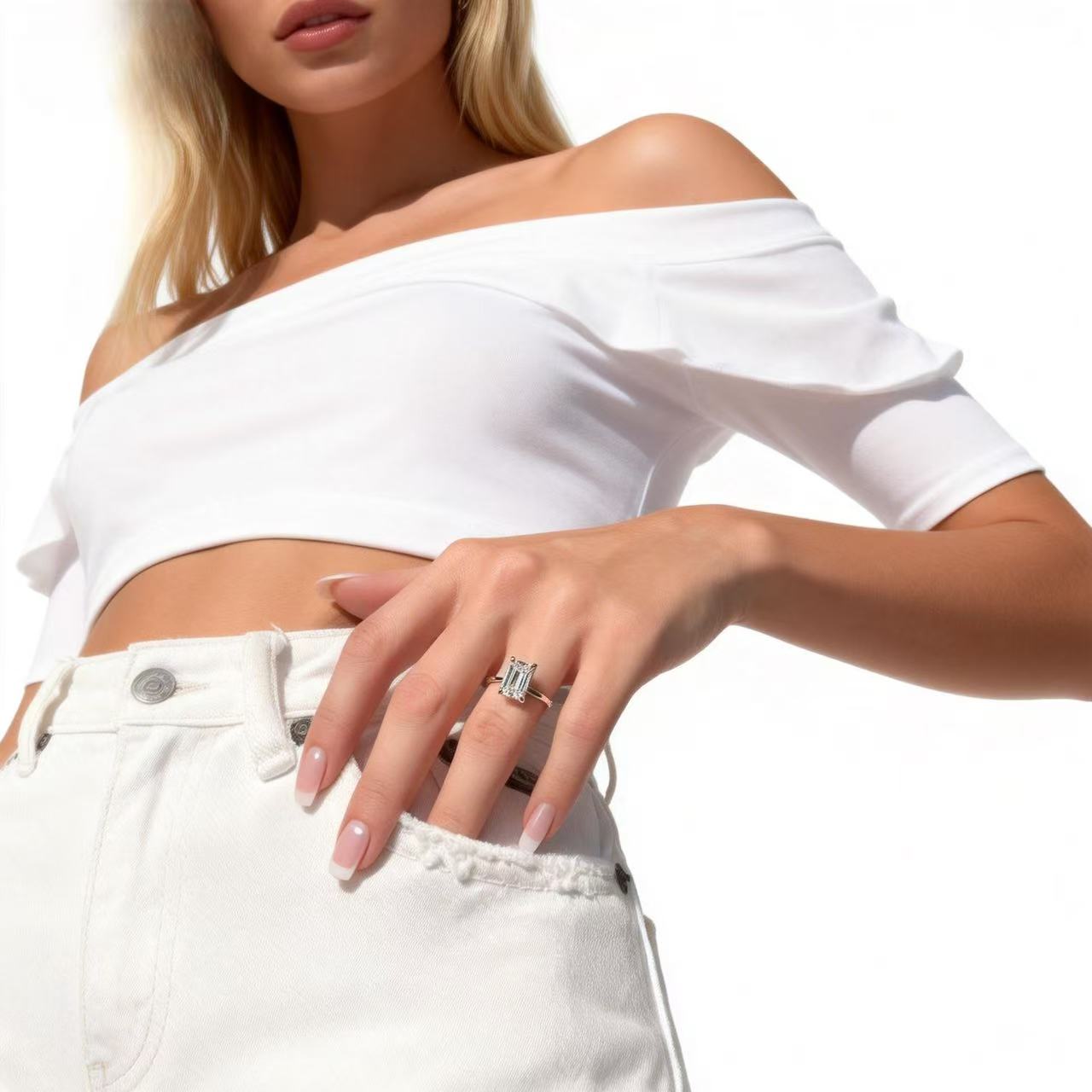 The Architect's Dream:  Emerald Cut Solitaire Ring R25020003