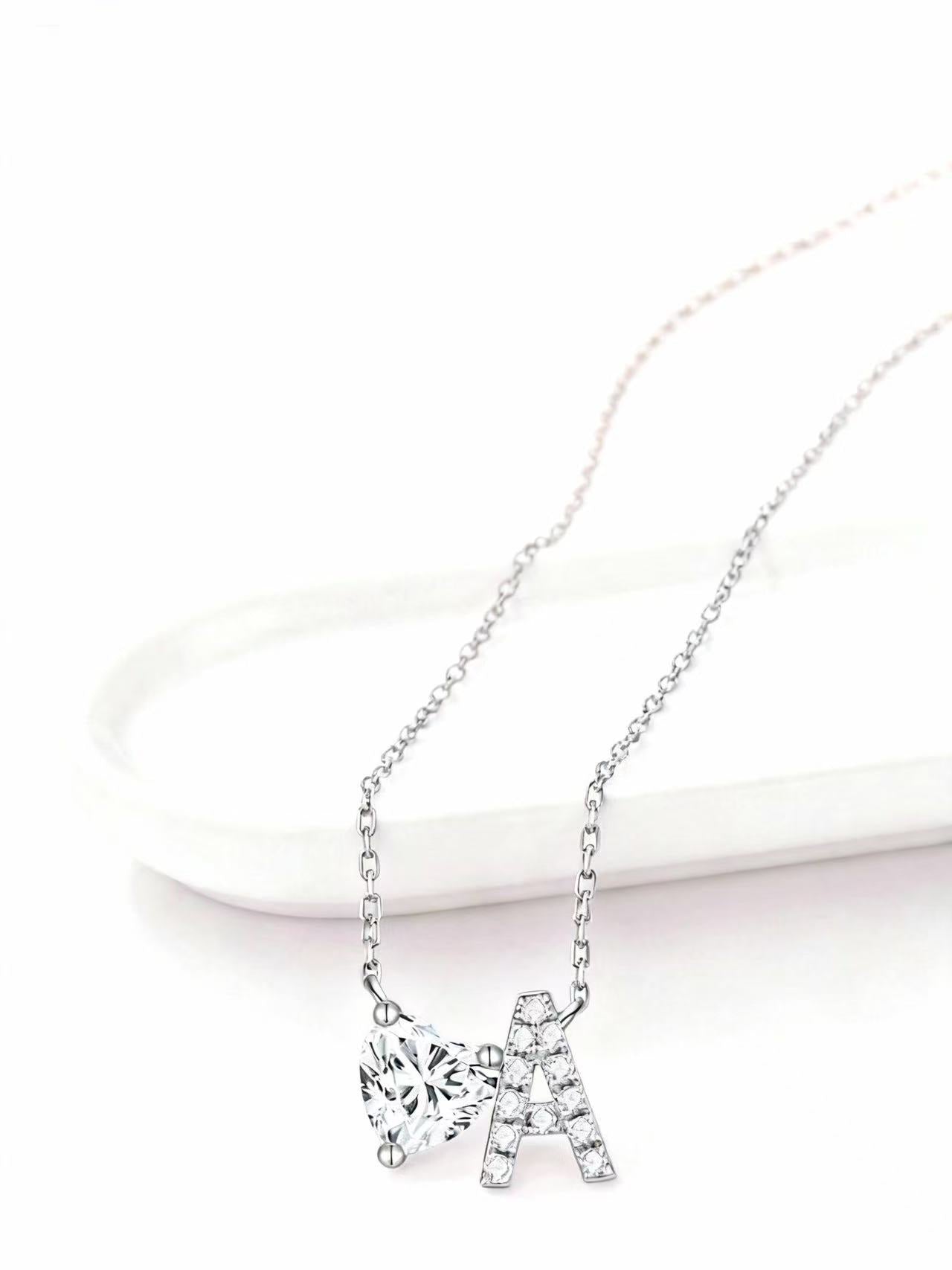 Aetheris Heart Flows with the Will - 1ct Lab-Grown Heart-Shaped Love Diamond Letter Necklace N25020007