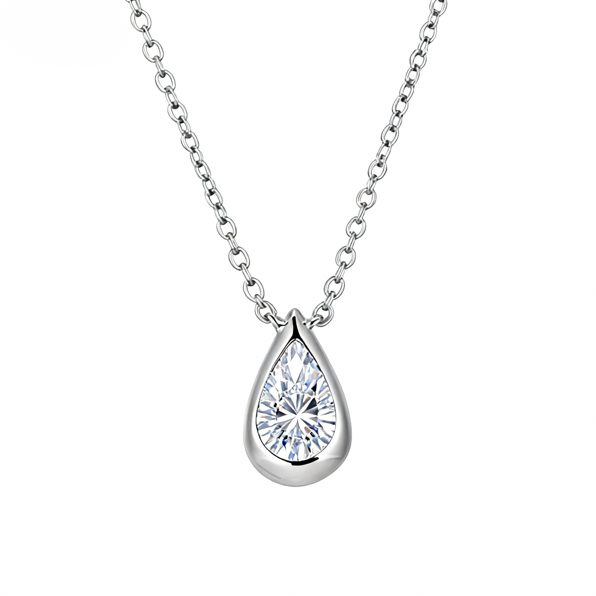 Aetheris Sleek Solitaire:  Pear Drop & Chain Set N25020004