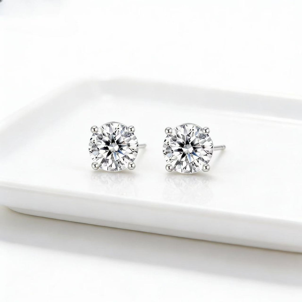 Aetheris Winter's First Light: Four-Prong Round Diamond Stud Earrings E25020001