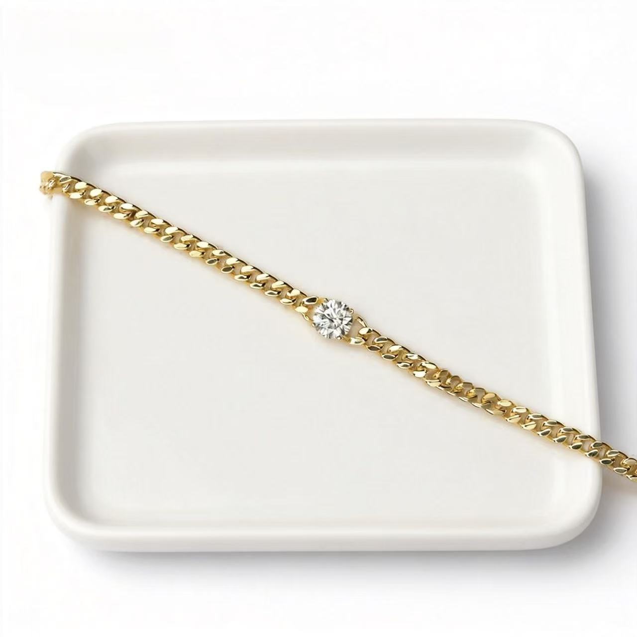 Aetheris One-Stone Cuban Bracelet, Cuban chain Bracelet B26020001