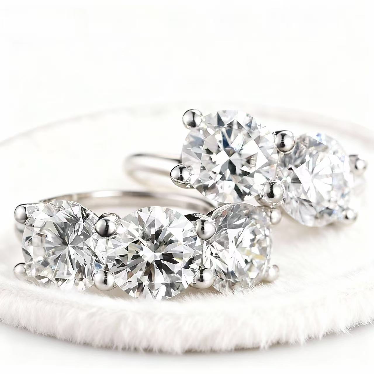 Aetheris Triple Starlight: Three-Stone Diamond Stud Earrings E25020012