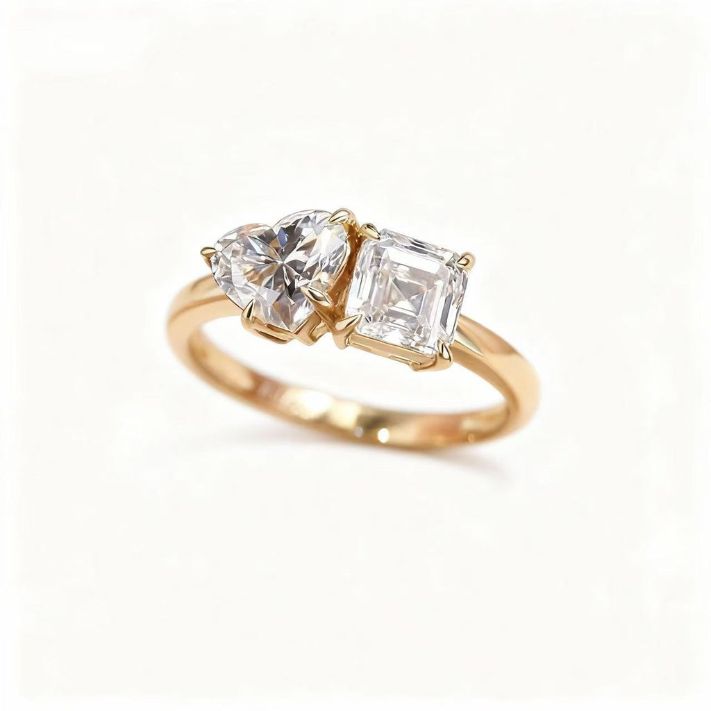 Aetheris Dual Poetry: Heart & Asscher Cut Diamond Ring R25020004