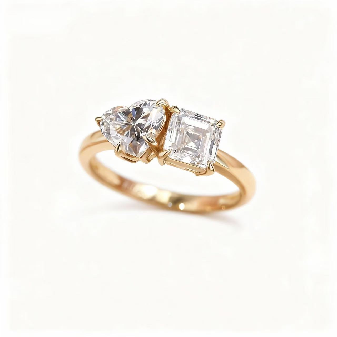 Aetheris Dual Poetry: Heart & Asscher Cut Diamond Ring R25020004