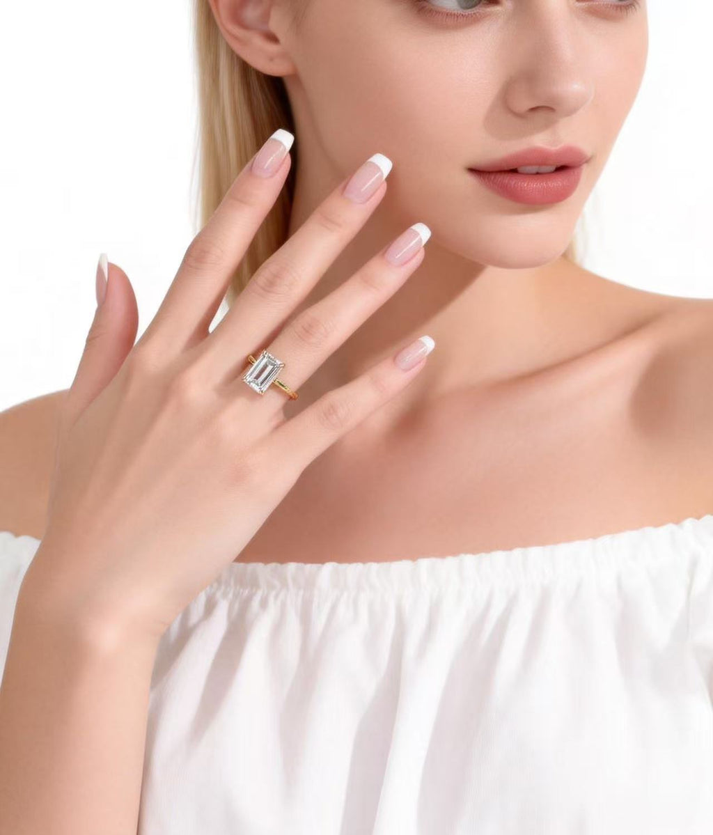 The Architect's Dream:  Emerald Cut Solitaire Ring R25020003