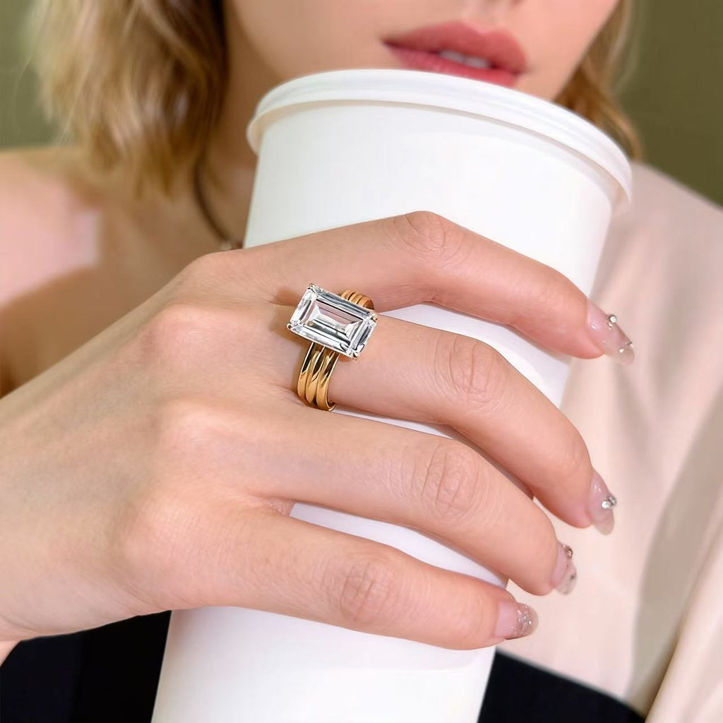 The Architect's Dream: 5ct Emerald Cut Solitaire Ring R25020003