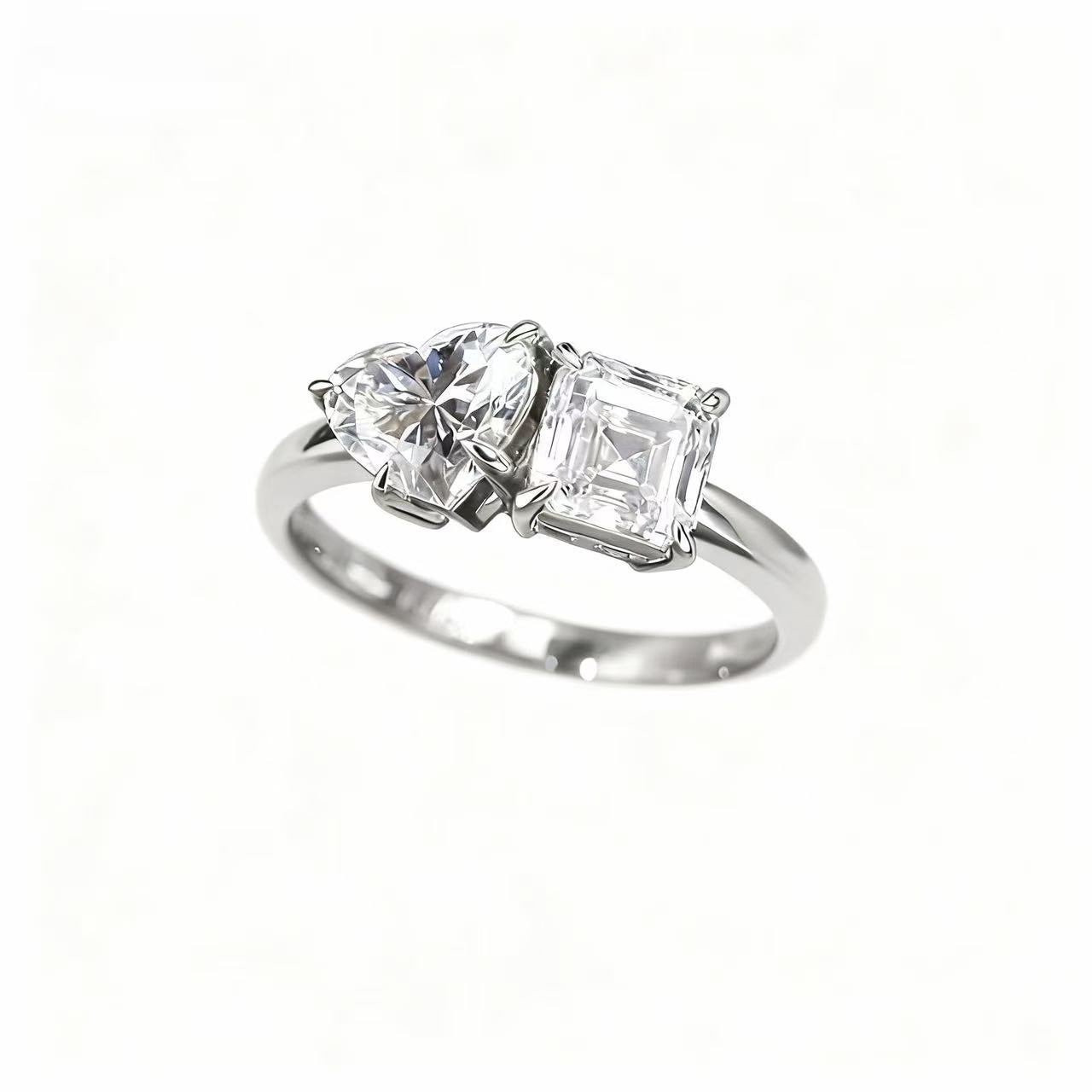 Aetheris Dual Poetry: Heart & Asscher Cut Diamond Ring R25020004