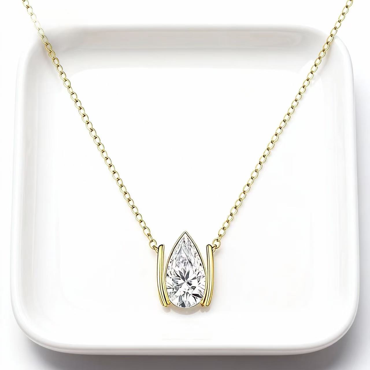 Festival Sparkle: Christmas Tree & Pear Lab-grown diamond Pendant Set N25020003