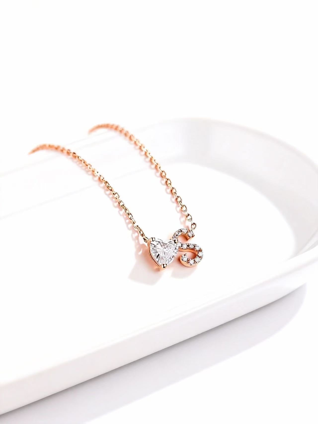 Aetheris Heart Flows with the Will - 1ct Lab-Grown Heart-Shaped Love Diamond Letter Necklace N25020007
