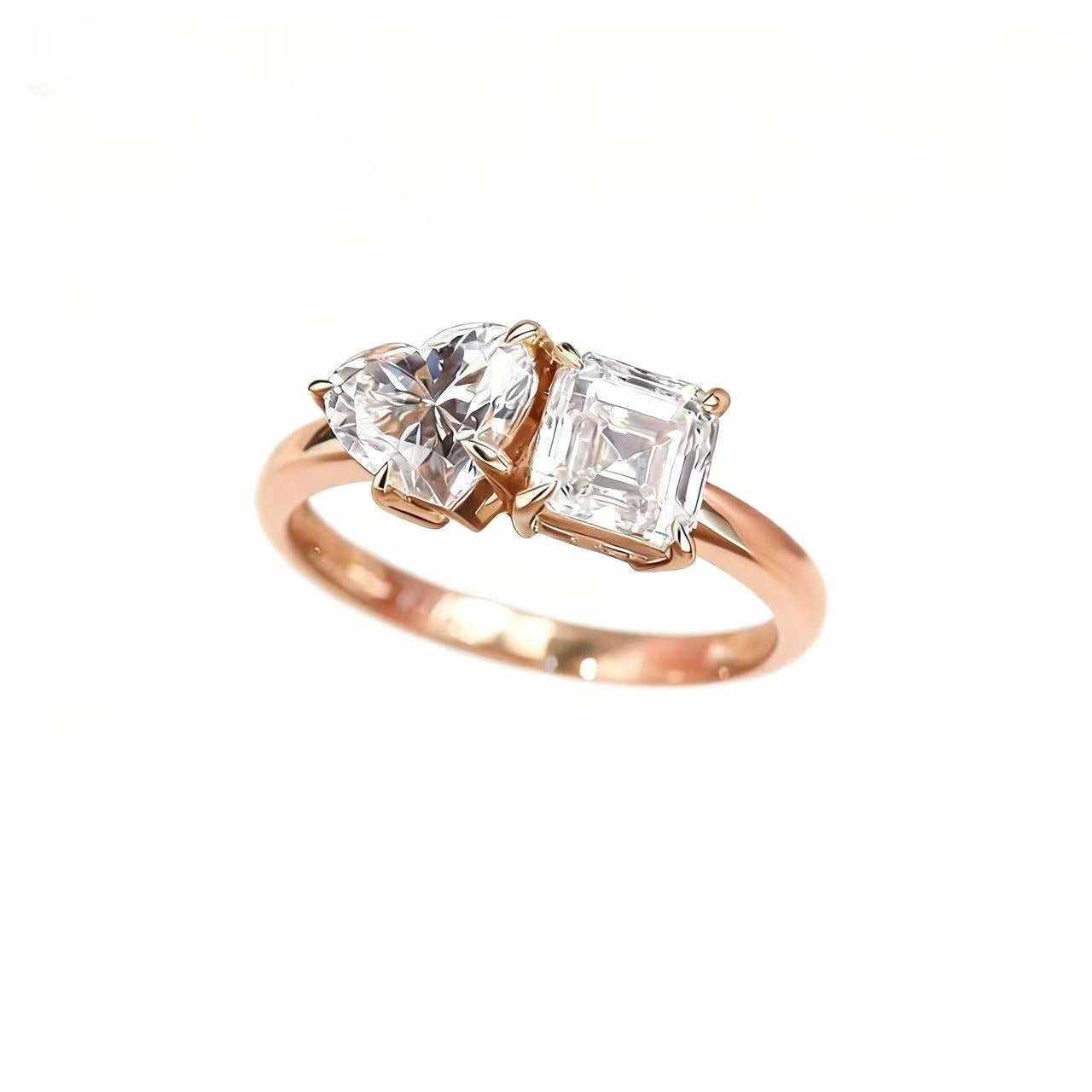 Aetheris Dual Poetry: Heart & Asscher Cut Diamond Ring R25020004