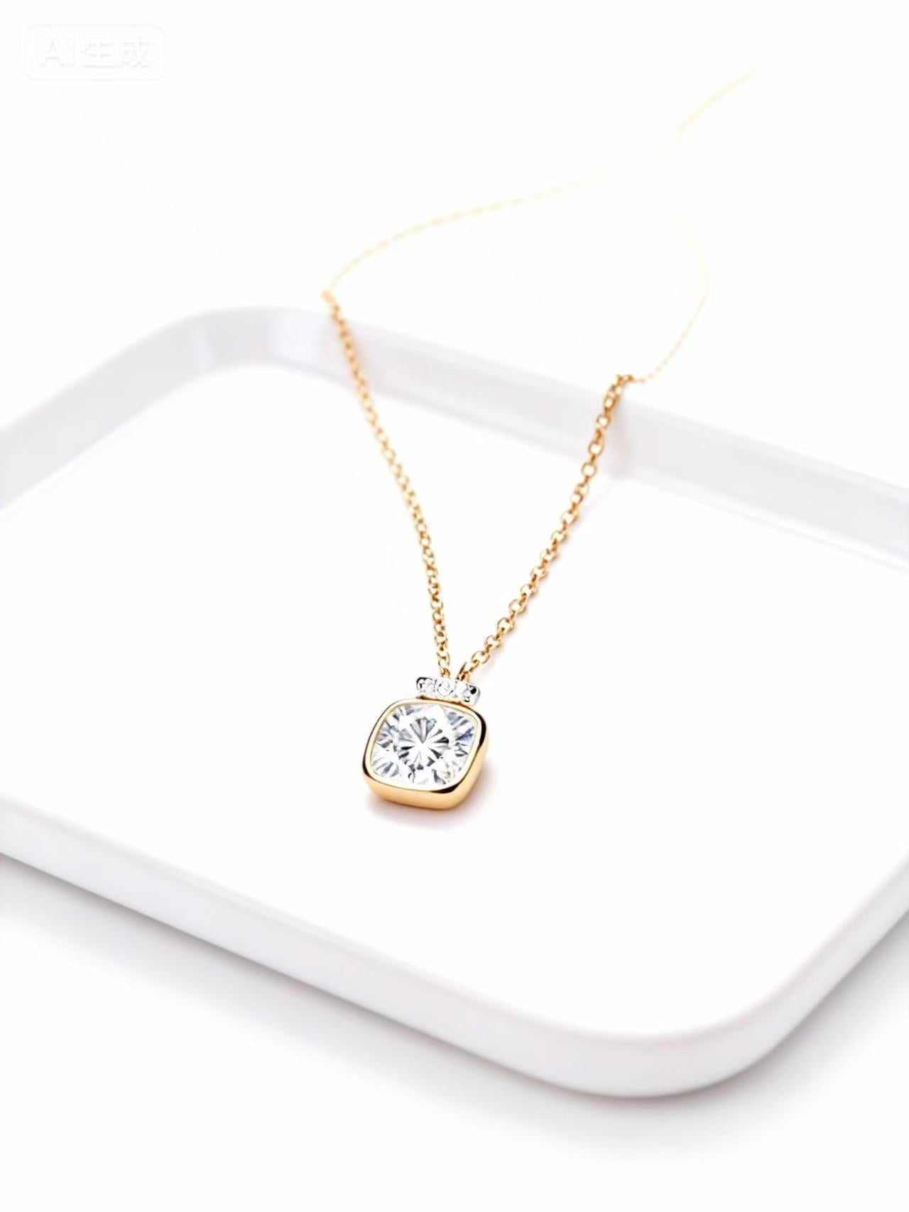 Aetheris The Essence of You: 1ct Cushion Cut Perfume Bottle Necklace Set N25020008