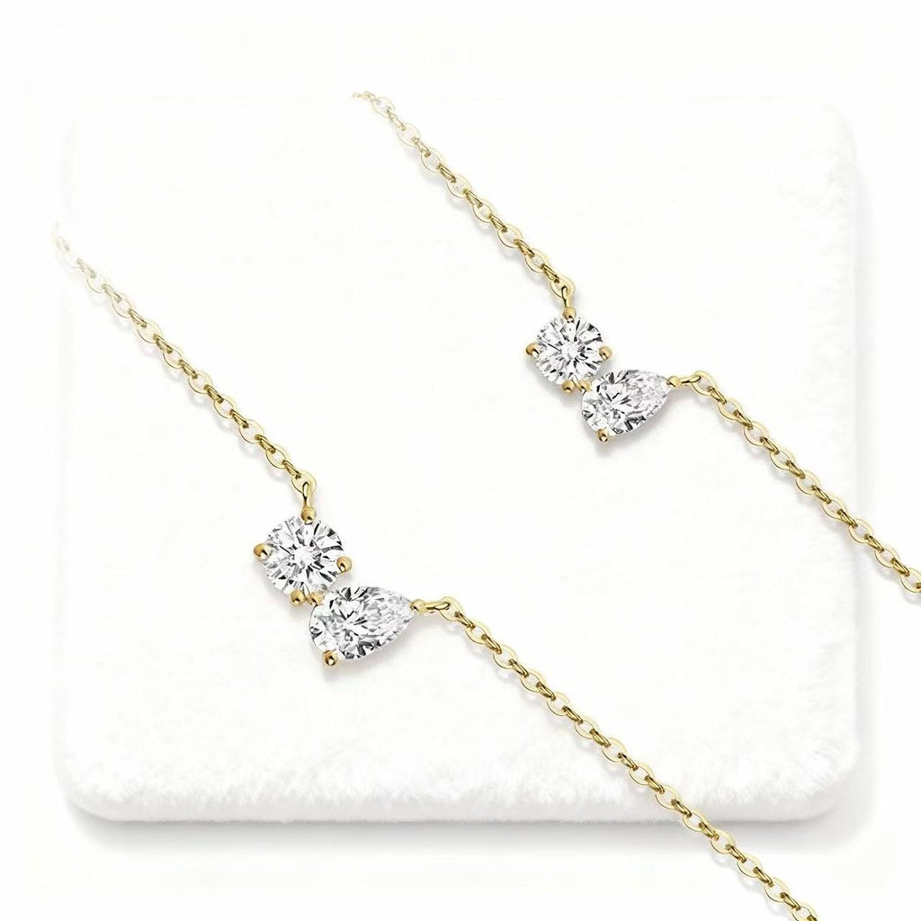 Aetheris Elegant Duet: 0.30ct Round & 1.00ct Pear Diamond Pendant Set N25020011