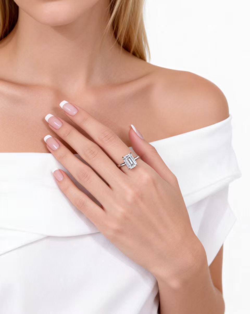 The Architect's Dream:  Emerald Cut Solitaire Ring R25020003