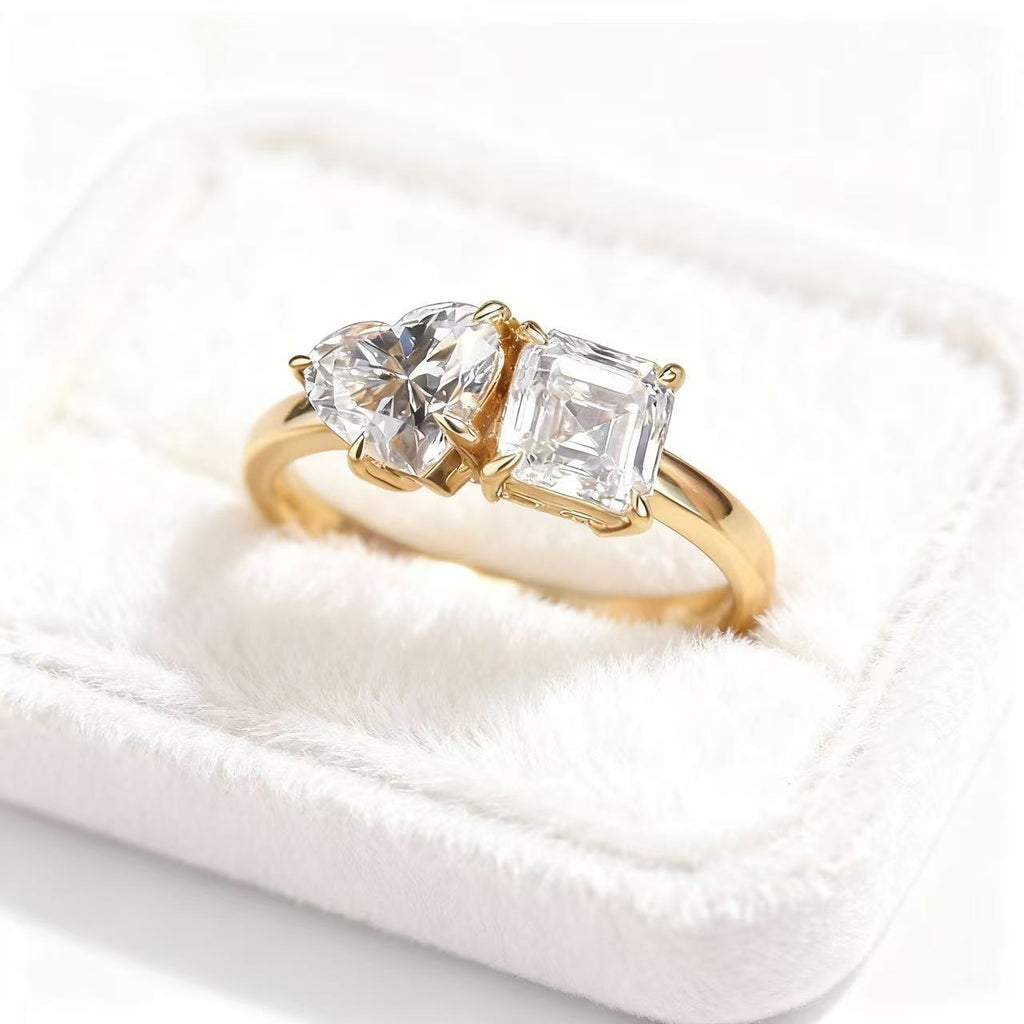Aetheris Dual Poetry: Heart & Asscher Cut Diamond Ring R25020004