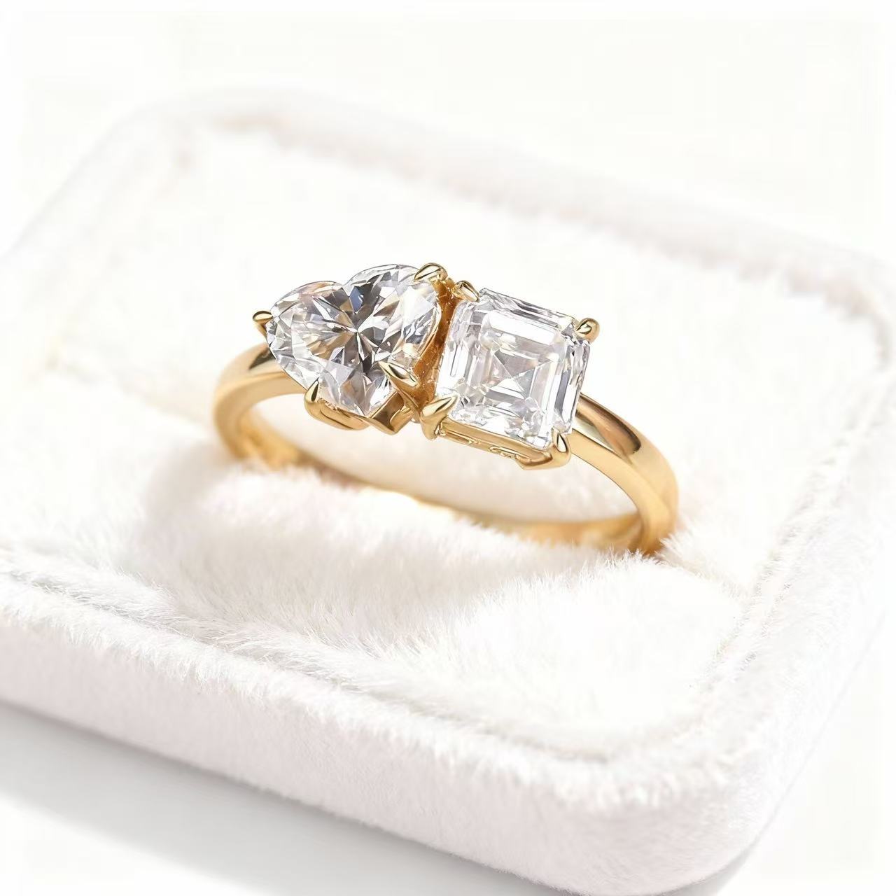 Aetheris Dual Poetry: Heart & Asscher Cut Diamond Ring R25020004