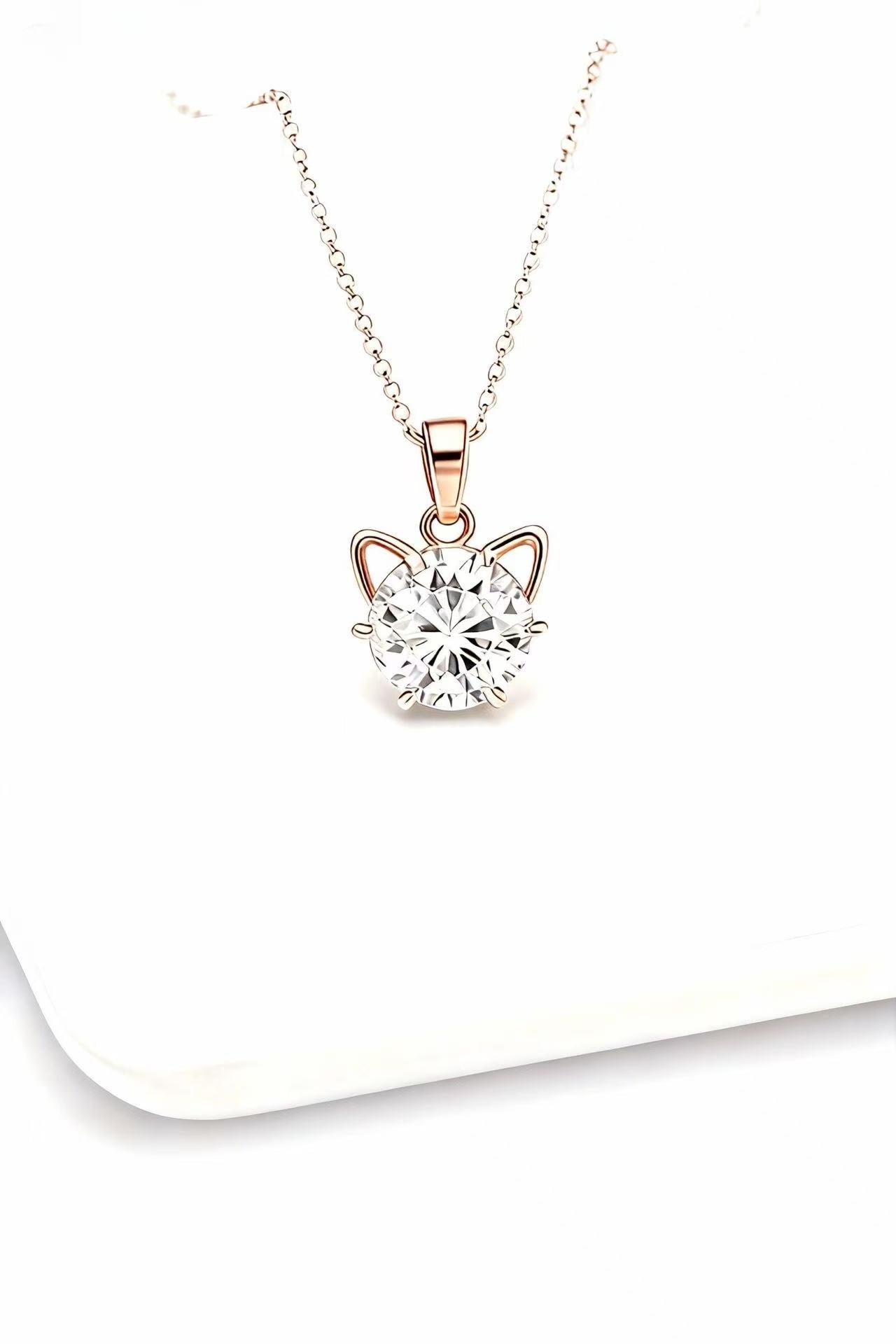 Aetheris Whimsical Glamour-Cat ears Diamond Pendant P25020001