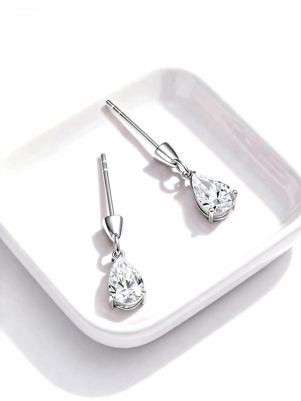 Aetheris Single Tear Pear Earrings, pear-cut lab-grown diamond earrings, view 7