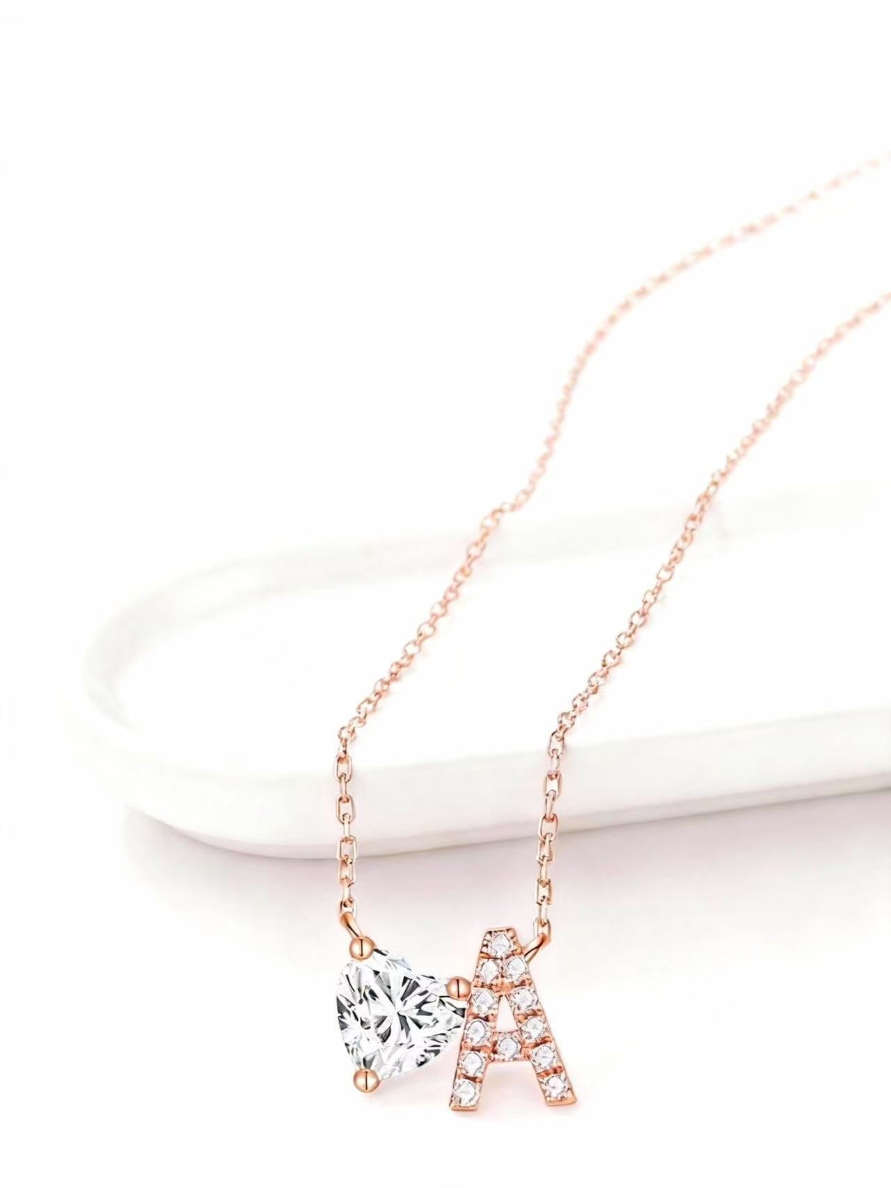 Aetheris Heart Flows with the Will - 1ct Lab-Grown Heart-Shaped Love Diamond Letter Necklace N25020007