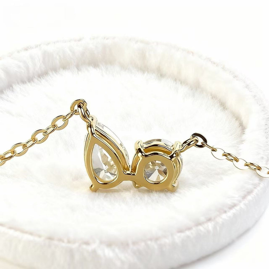 Aetheris Elegant Duet: 0.30ct Round & 1.00ct Pear Diamond Pendant Set N25020011