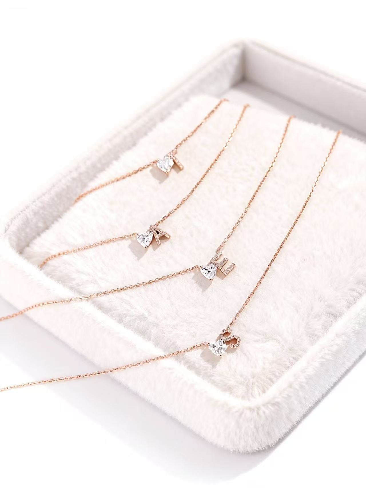 Aetheris Heart Flows with the Will - 1ct Lab-Grown Heart-Shaped Love Diamond Letter Necklace N25020007