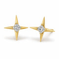 Aetheris North Point Star Studs, princess lab-grown diamond stud earrings, 18K yellow gold