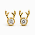 Aetheris Antler Cradle Round Studs, round lab-grown diamond stud earrings, 18K yellow gold
