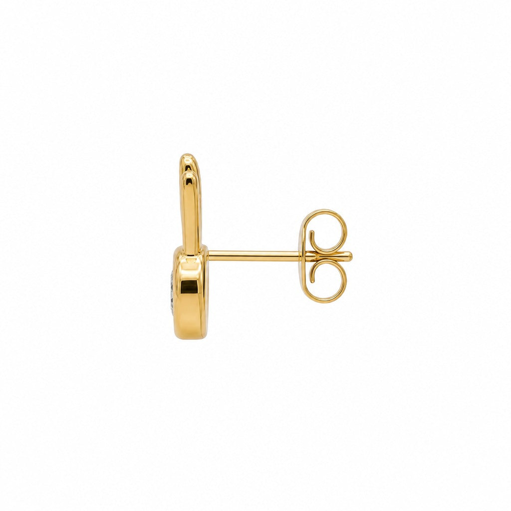 Aetheris Antler Cradle Round Studs, round lab-grown diamond stud earrings, side profile showing the post and push-back
