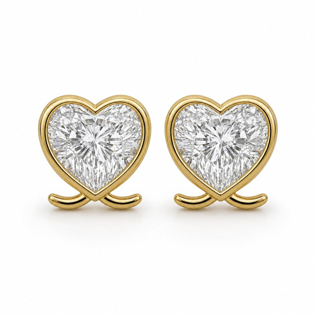 Aetheris Velvet Nose Heart Studs, heart lab-grown diamond stud earrings, 18K yellow gold