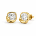 Aetheris Cushion Nap Cat Studs, cushion lab-grown diamond stud earrings, 18K yellow gold