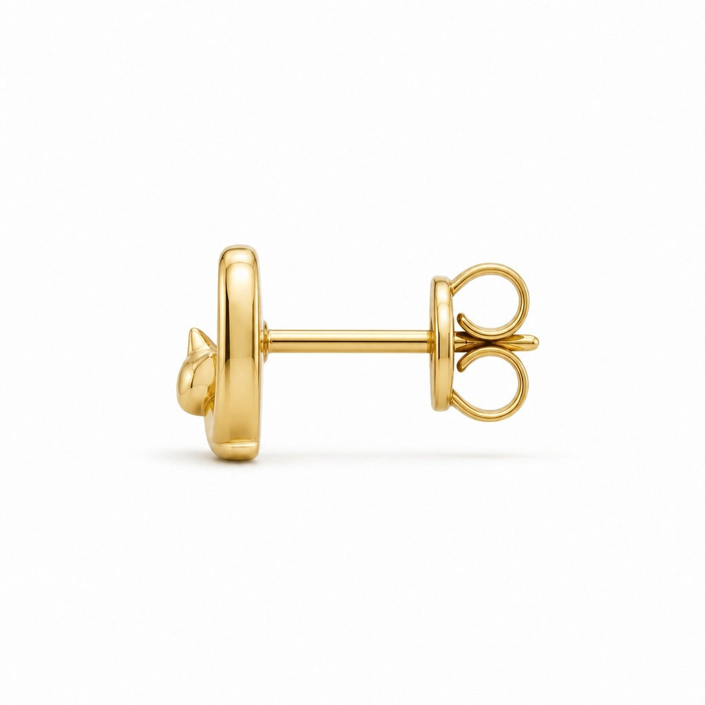 Aetheris Cushion Nap Cat Studs, cushion lab-grown diamond stud earrings, side profile showing the post and push-back