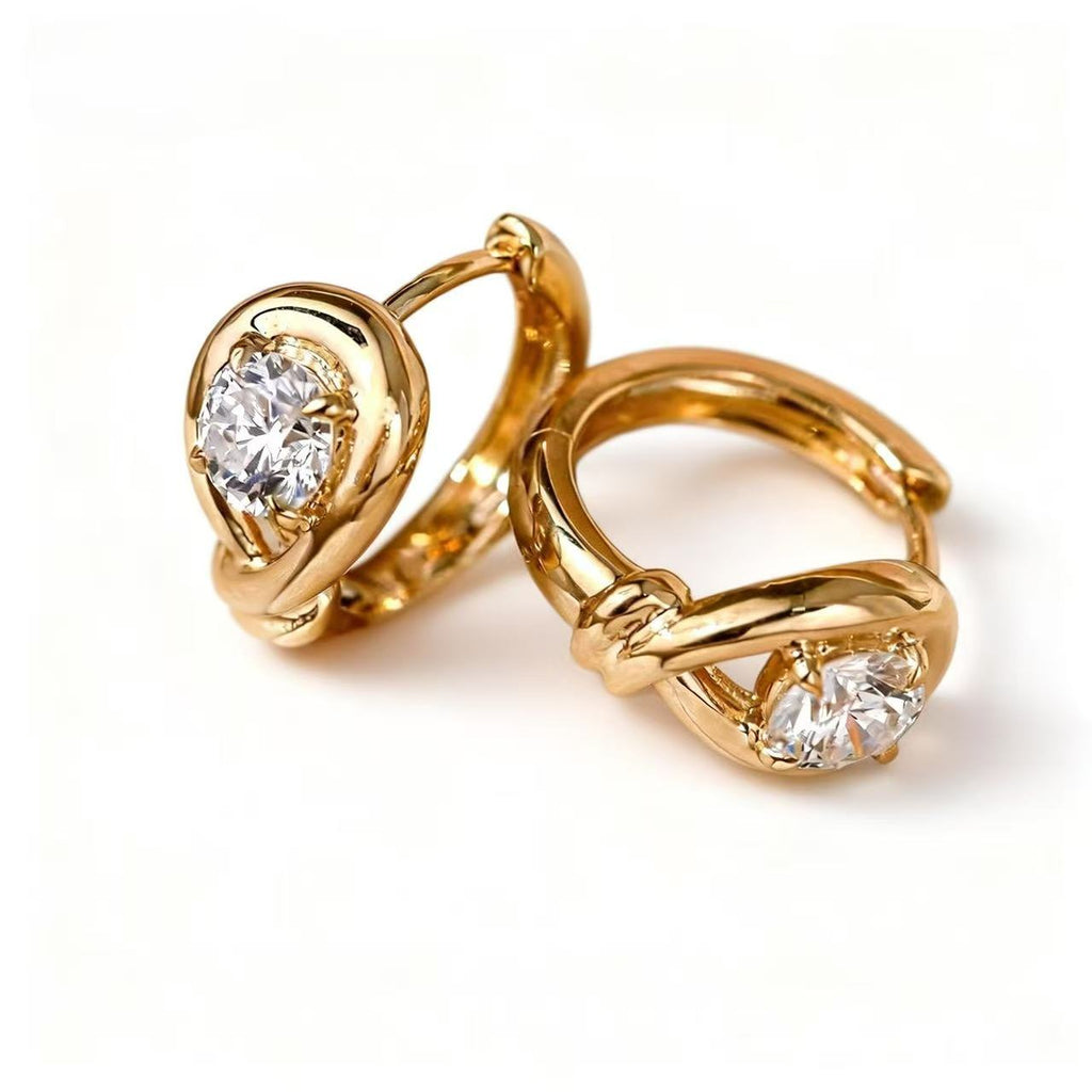 Aetheris Rope Knot Diamond Huggie Earrings E26020001