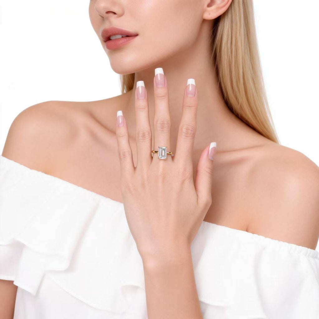The Architect's Dream:  Emerald Cut Solitaire Ring R25020003