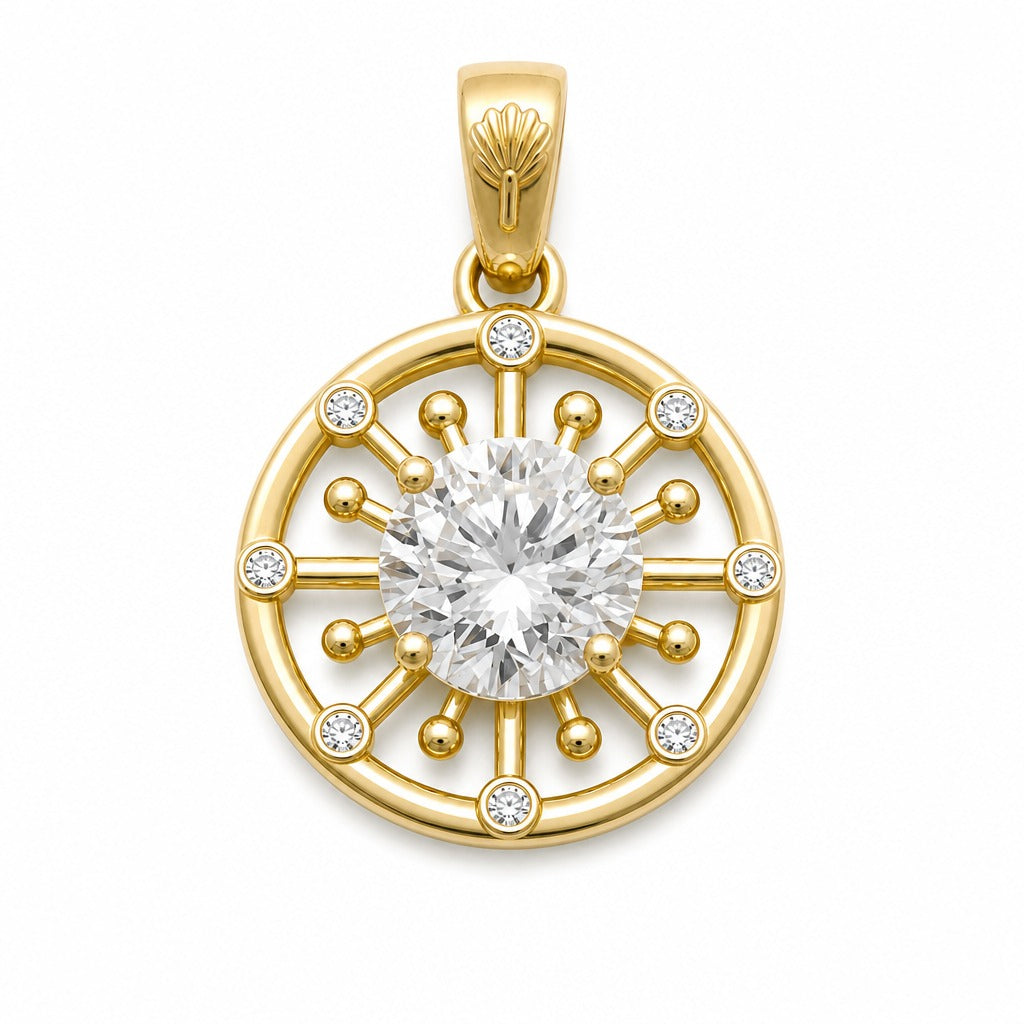Aetheris Dandelion Wish Pendant, lab-grown diamond pendant, 18K yellow gold