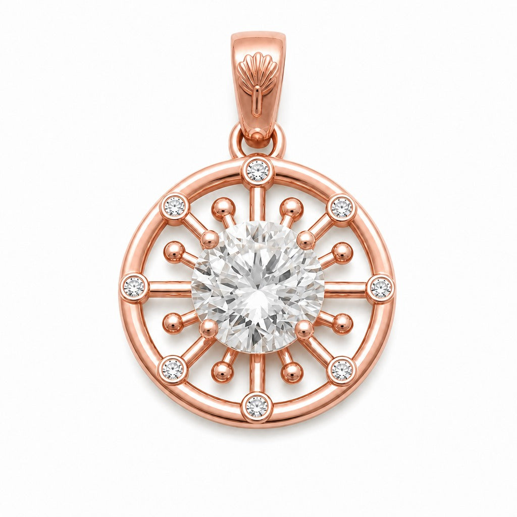 Aetheris Dandelion Wish Pendant, lab-grown diamond pendant, 18K rose gold