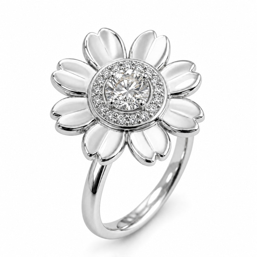 Aetheris Cosmos Petal Halo Ring, lab-grown diamond ring, PT950 platinum